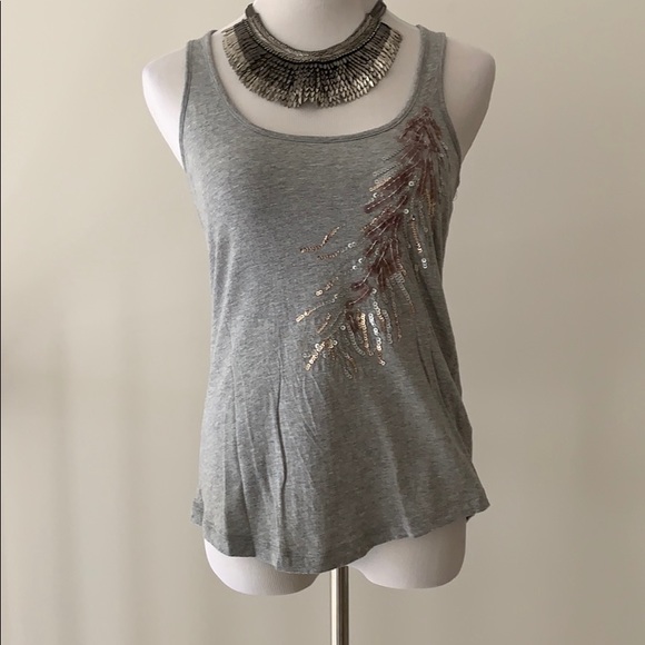 Banana Republic gray sequins embroidered tank - Picture 2 of 7